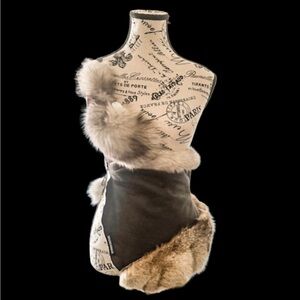 Veranda Couture AW24/25 Fox Fur & Brown Shearling Wrap Top Lambskin Back Strap.